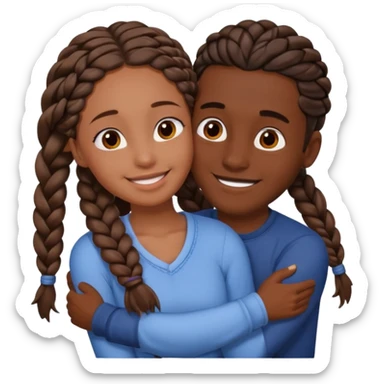 dark skin girlfriend with braids hugs brown skin boyfriend with long hair  sticker