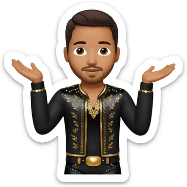 Romeo Santos with dark brown hair, black sequin outfit sticker
