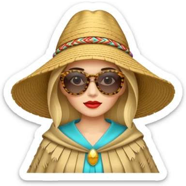 woman with fashion pancho sunglasses sticker