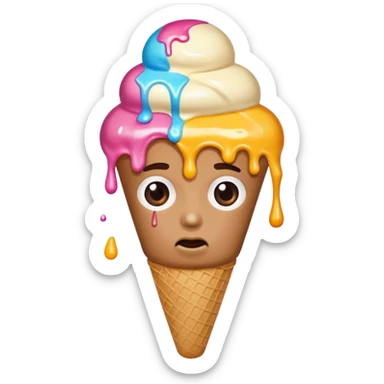 A person getting a ice cream but the ice cream is corrupted  sticker