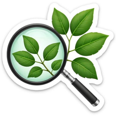 eine Pflanze mit einer Lupe kontrolliert bzw gecheckt wird ohne mensch sticker