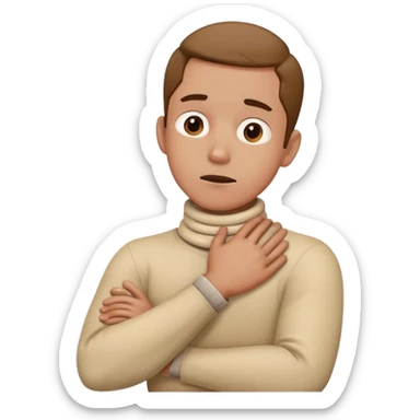 A man crossing his arms around his neck, choking himself sticker