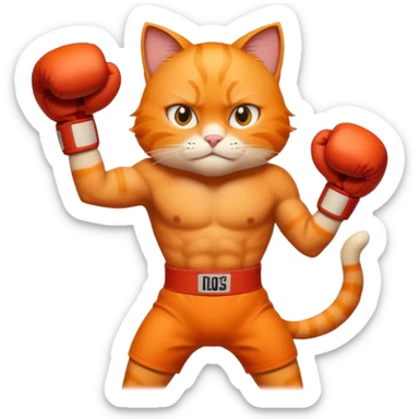 Gato naranja boxeando sticker