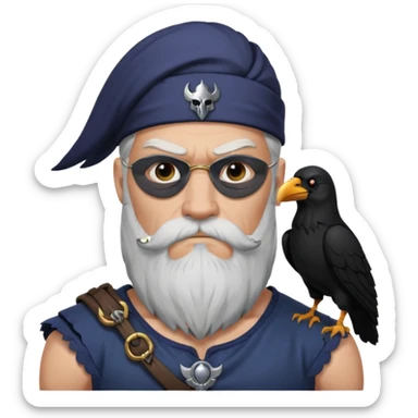 odin with eyepatch and raven on his shoulder sticker