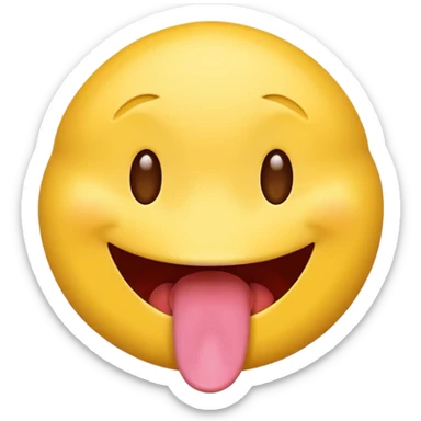 yellow emoji face with tongue sticking out and swinging back and forth sticker