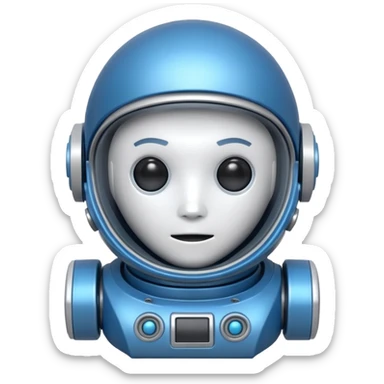 tête de robot cosmonaute bleu et blanc sticker