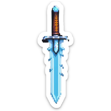 pixel art style diamond sword reminiscent of retro games sticker
