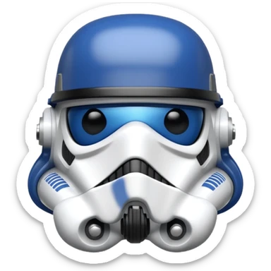 a blueberry wearing a black storm trooper helmet sticker