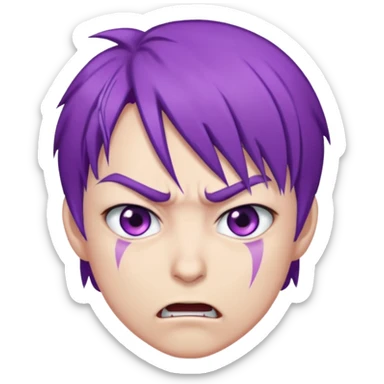 Perso style manga avec des cheveux violet les yeux violet , et un air énervé  sticker