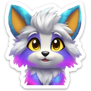 Anthro Scalie Fluffy Cool Cute Magical Shiny Colorful Neon Vibrant Colors Sparkle Kemono-style Chibi Fantasy-Animal-Fakémon-Pokémon-Hybrid Fur Sona Aesthetic Full Body sticker