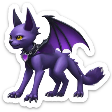 cool edgy black punk Purple nargacuga-bat-cat-animal hybrid Fakemon collar full body sticker