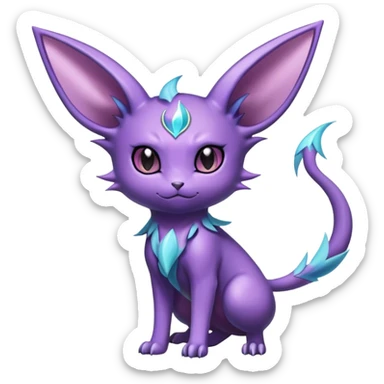 Shiny Dark Cute Edgy Cool Ethereal Espeon-Haunter-Nidorino-fusion-hybrid full body  sticker