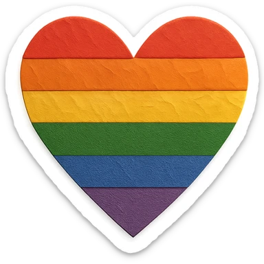 pride heart, layered paper, rainbow colors, handmade look, paper craft style sticker