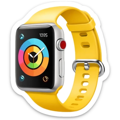 a colourful apple watch with fitness rings in the style of an ios emoji  sticker
