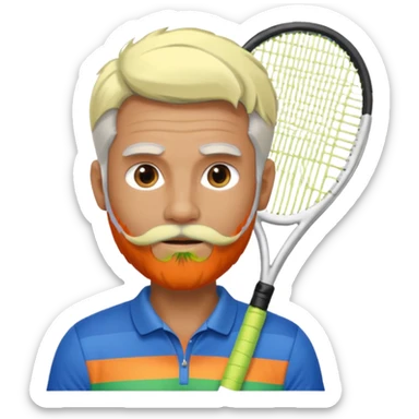 Male Tennis player with silver hair and beard dressed in Pride colors  sticker