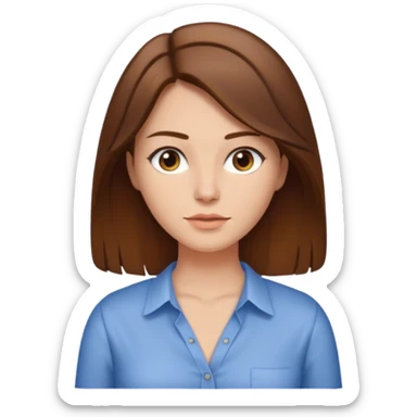 Woman with brown hair and middle part low cut shirt  sticker
