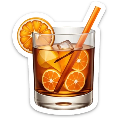 Brandy Old fashioned with orange peel twist sticker