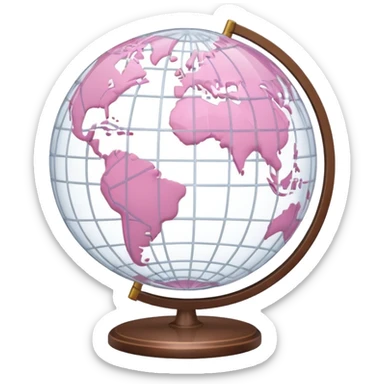 globe surrounded by white and light pink network connections sticker