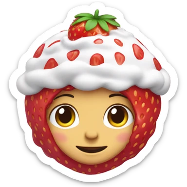 a strawberry shortcake with a strawberry on the top sticker