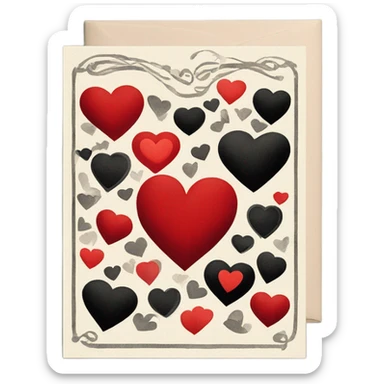vintage valentine’s day card black red sticker