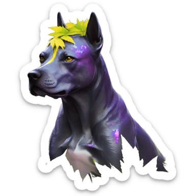 420 .Zombie_ Vaporwave black holographic oilslick zombie unicorn dog smoking yellow caution tape hemp leaves Pegasus hemp plants sticker