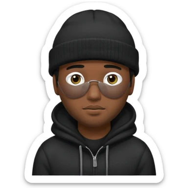 Hispanic man with black beanie hat that covers his eyes  sticker