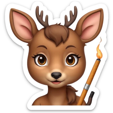 Cute female deer with cigarette with a bow bigger eyes bigger eyeliner and eyelash sticker