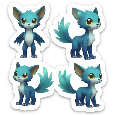 Cute cool shiny fantasy animal hybrid Fakemon full body sticker