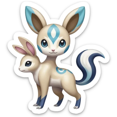 Colorful Skilled Adept Graceful Asian Painted Meloetta-Minccino-Absol-Emolga-Pachirisu-fusion-hybrid-creature (full body) sticker