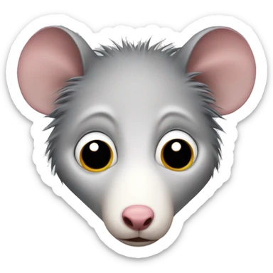 A detailed emoji of an opossum's face, showing sadness with a tear dropping from its left eye. sticker