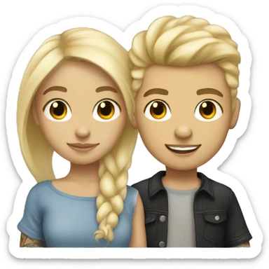 blonde girl and light-skinned boy with tattoos sticker