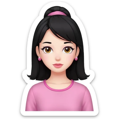 black hair pink clothes coquette vibes sticker