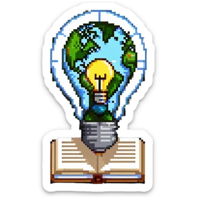 knowledge wiki icon with lightbulb and digital encyclopedia sticker