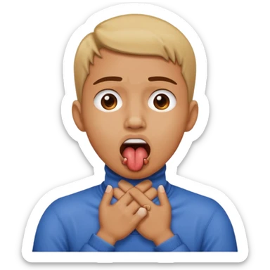 criss cross hands around throat choking self emoji tongue out sticker