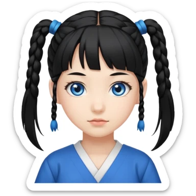 japanese schoolgirl with black twintails and blue eyes sticker