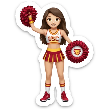 full body skinny white happy long haired brunette girl USC cheerleader sticker