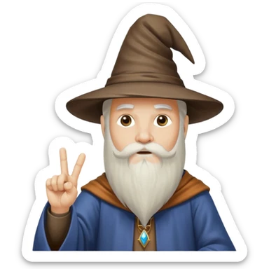 wizard with beard and hat showing middle finger, no text sticker
