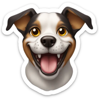 a dog with a devilish smile and a clown nose  sticker