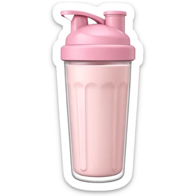 White shaker bottle with pastel pink lid, filled with protein shake sticker