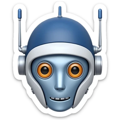 tête de robot cosmonaute bleu marine et blanc avec une antenne sticker
