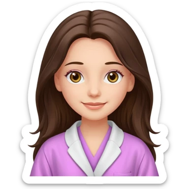 happy long haired brunette girl hazel eyes in light pink in therapy sticker