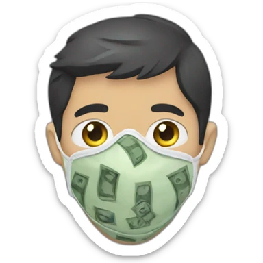 A boy wear a mask of money  sticker
