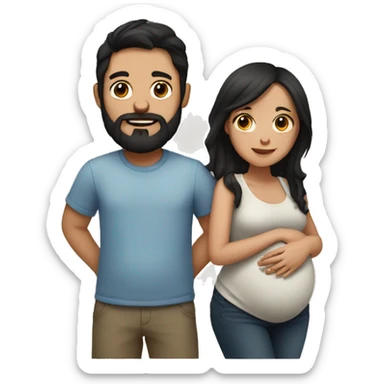 Couple pregnant Girl with Black hair Boy with Brown hair and Beard sticker