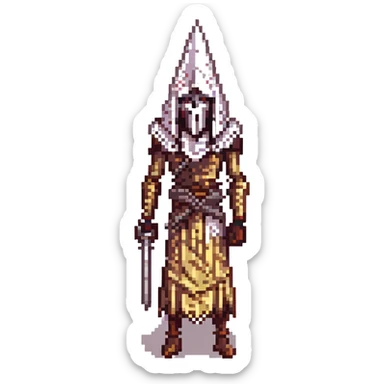 Silent Hill character emote for Twitch, pixel art style, Pyramid Head with a menacing pose sticker