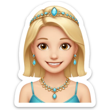 smiling girl with jewelry sticker