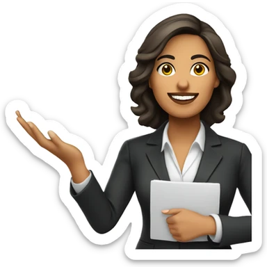 Hispanic realtor woman holding “SOLD” on hands sticker