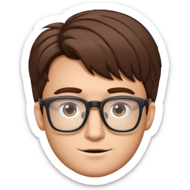A geek guy with bushy hair and rectangle glasses  sticker