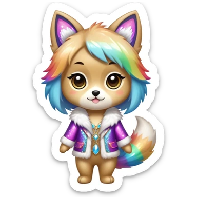  High quality detailed Cute Cool Kawaii stylish Pretty Chibi Fur-Sona Shiny Colorful Sparkly Fakemon Full Body sticker