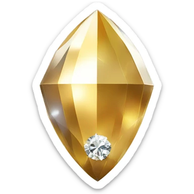 a Diamond Acorn, sparkling cut diamond, with stem of gold sticker