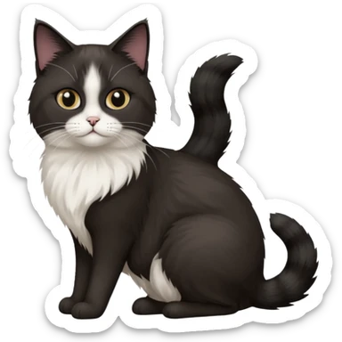 2 chats noirs et blancs qui se ressemblent, même taille et même couleur, l'une poil court l'autre poil ragdoll sticker